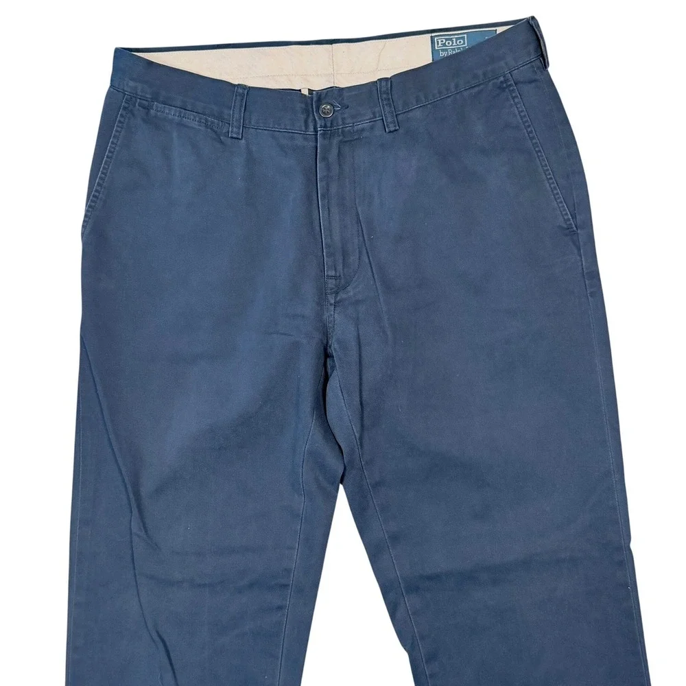 Vintage Polo Ralph Lauren Chino Pants Men 34x34 Blue Classic Fit Twill Prep Pony